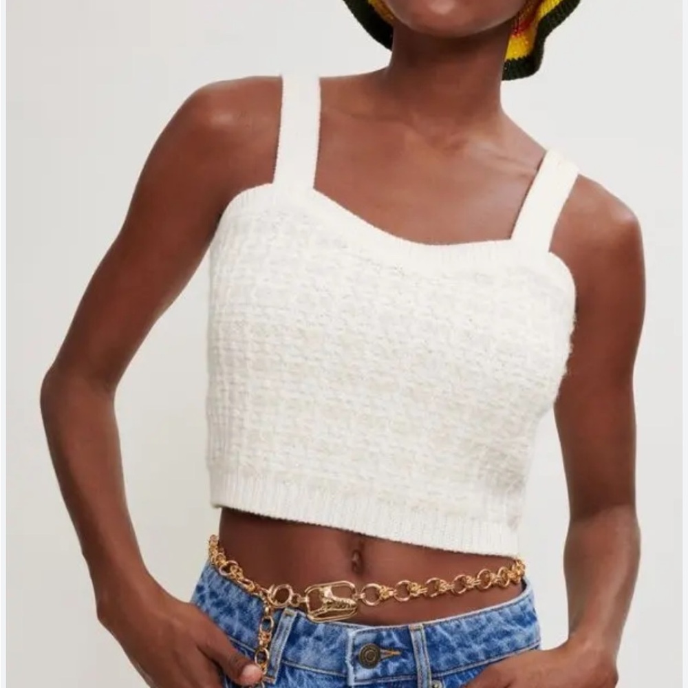 Maje Missa Woven Knit Crop Top